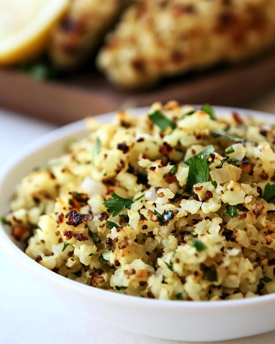 Delicious Roasted Cauliflower Rice with Garlic and Lemon image
