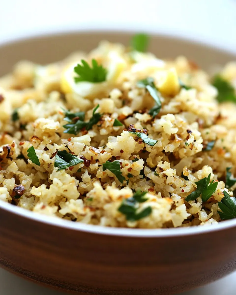 Healthy Roasted Cauliflower Rice with Garlic and Lemon recipe photo