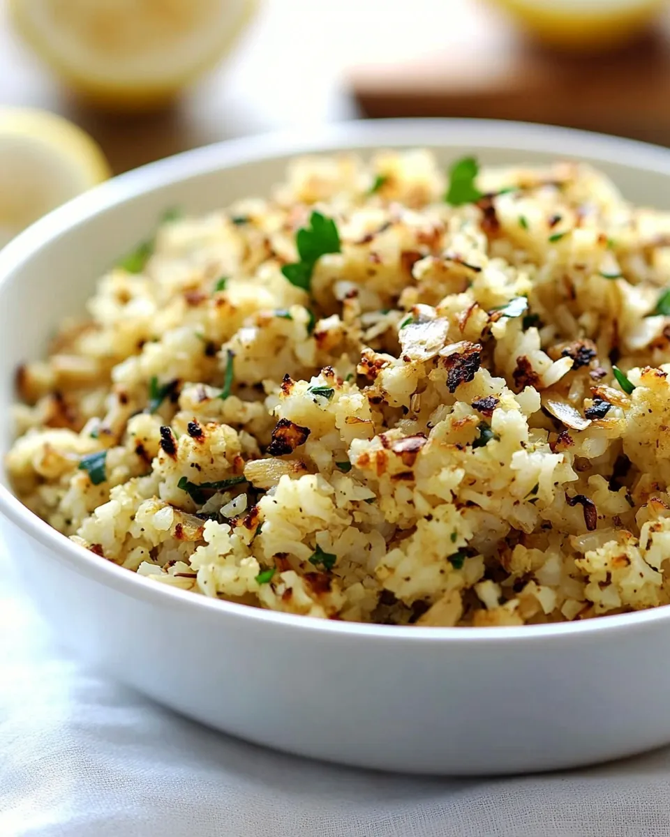 Savory Roasted Cauliflower Rice with Garlic and Lemon dish photo