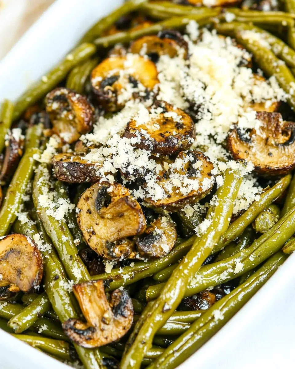 Easy Roasted Green Beans with Mushrooms, Balsamic, and Parmesan photo