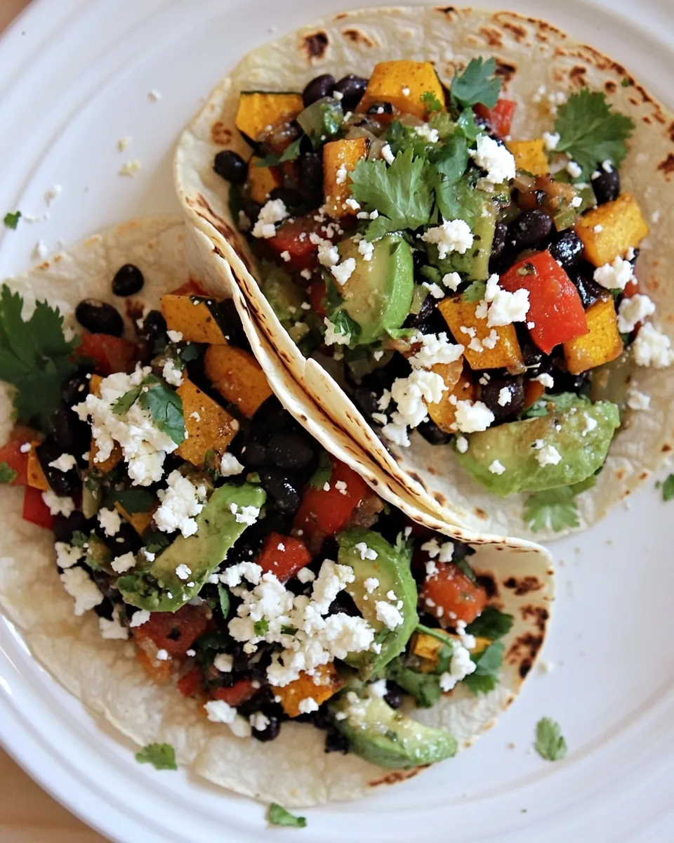 Healthy Roasted Vegetable and Black Bean Tacos recipe photo