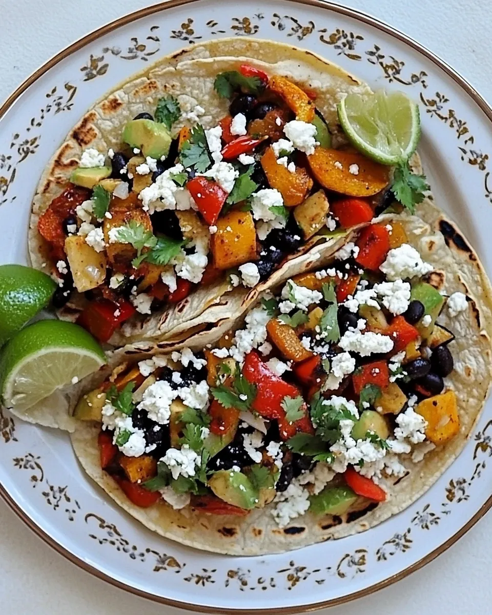 Tasty Roasted Vegetable and Black Bean Tacos shot