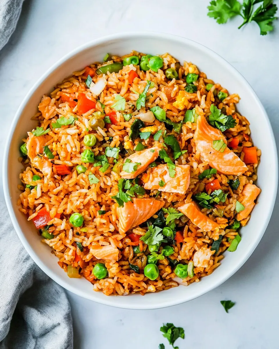 Delicious Salmon Fried Rice shot