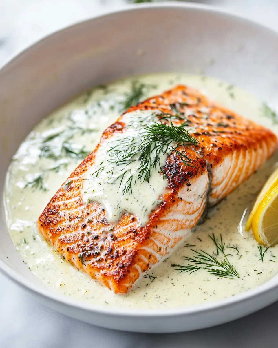 Healthy Salmon with Creamy Garlic Dijon Sauce dish photo