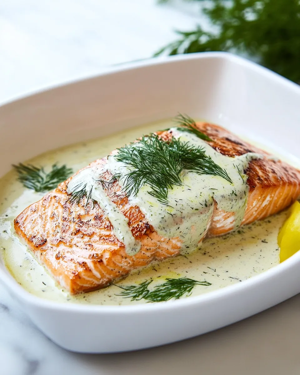 Quick Salmon with Creamy Garlic Dijon Sauce food shot