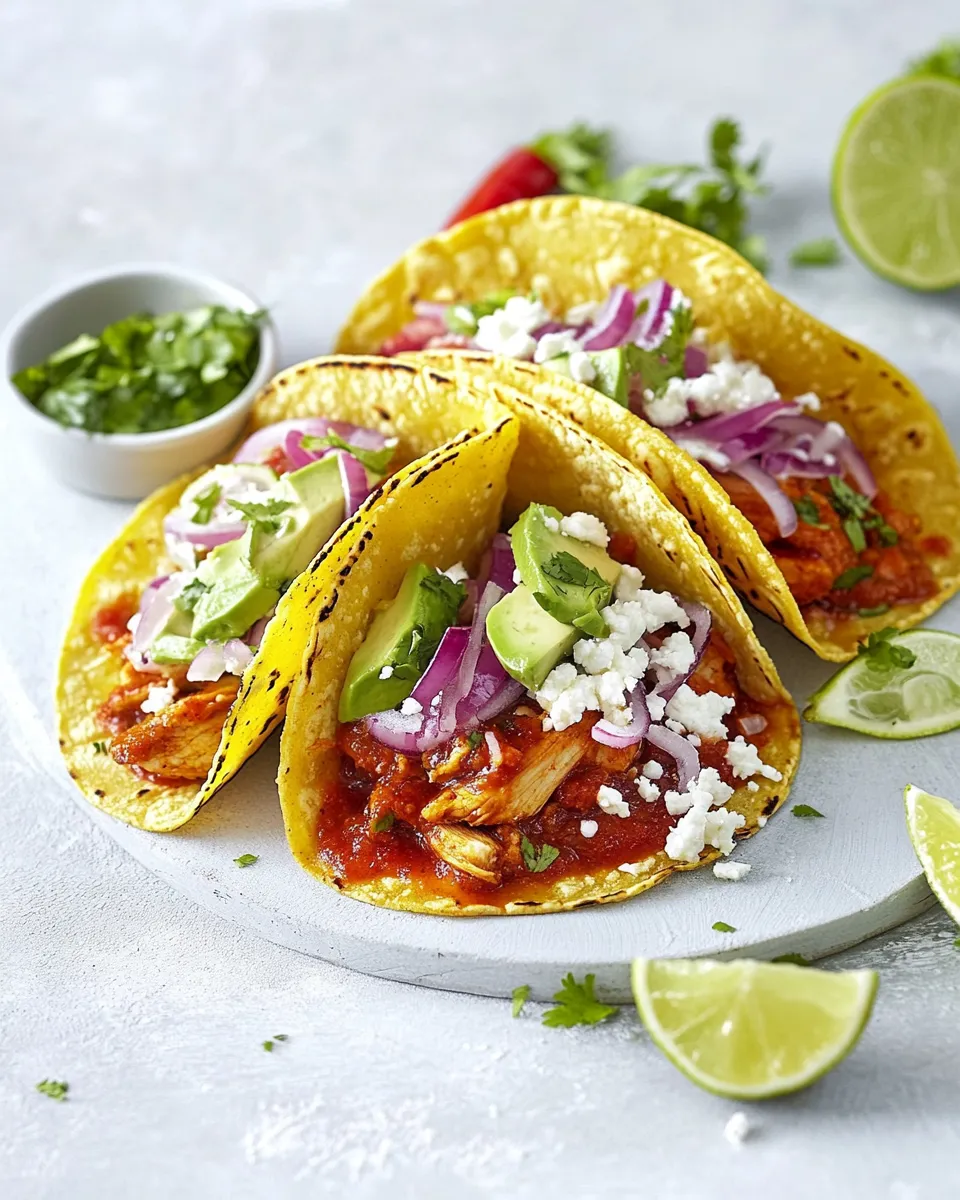 Delicious Saucy Chicken Tinga Tacos image
