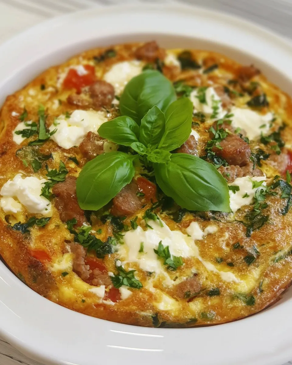 Delicious Sausage and Bocconcini Frittata shot