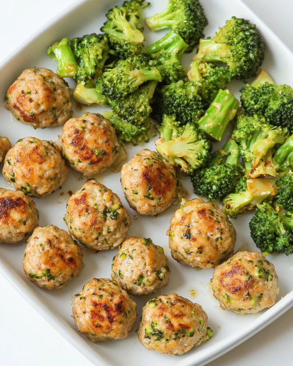 Easy Sheet Pan Chicken Meatballs and Broccoli photo