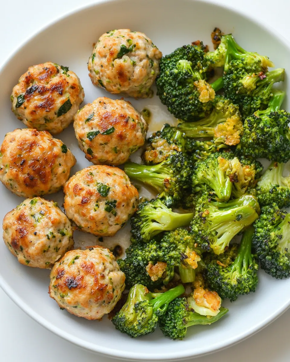 Delicious Sheet Pan Chicken Meatballs and Broccoli image