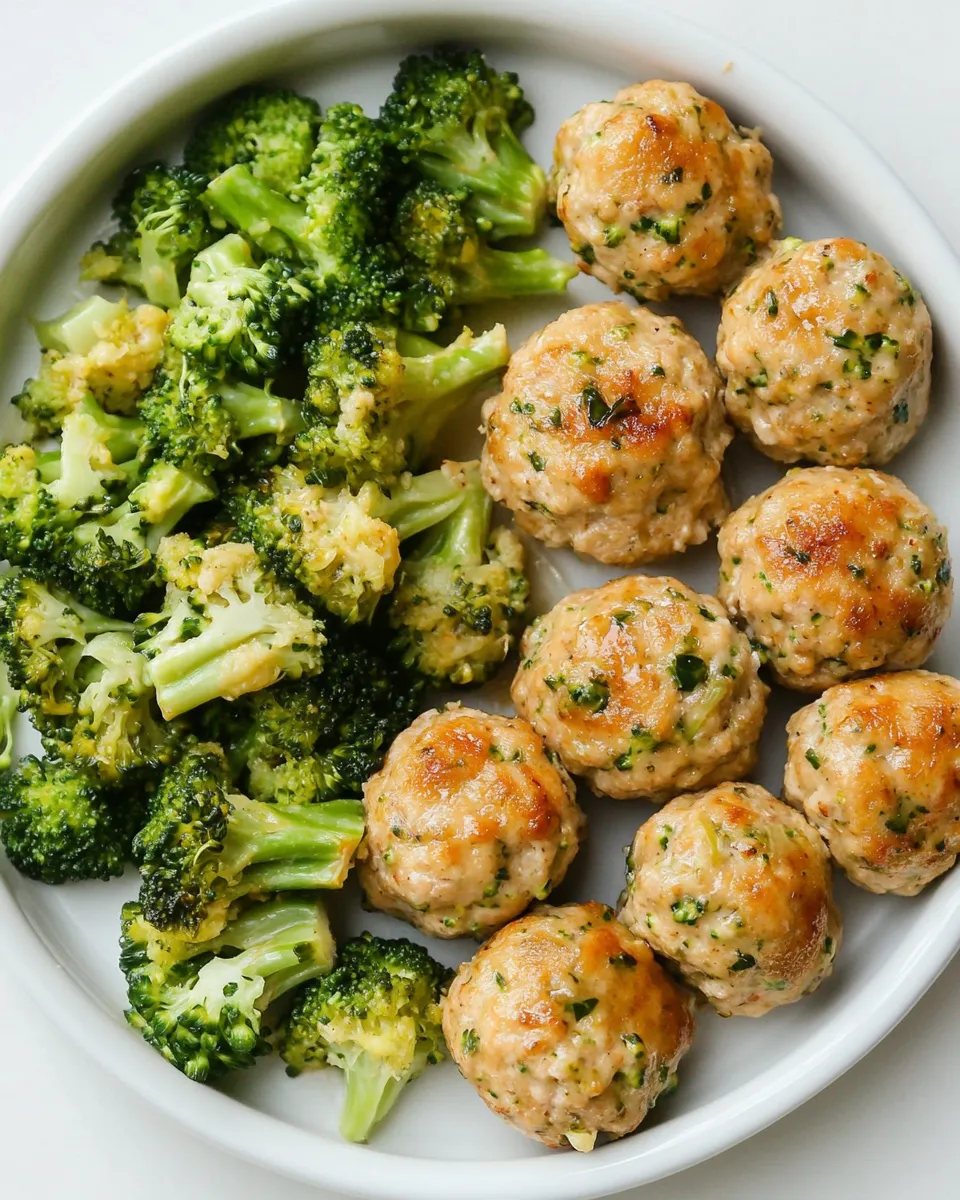 Healthy Sheet Pan Chicken Meatballs and Broccoli recipe photo