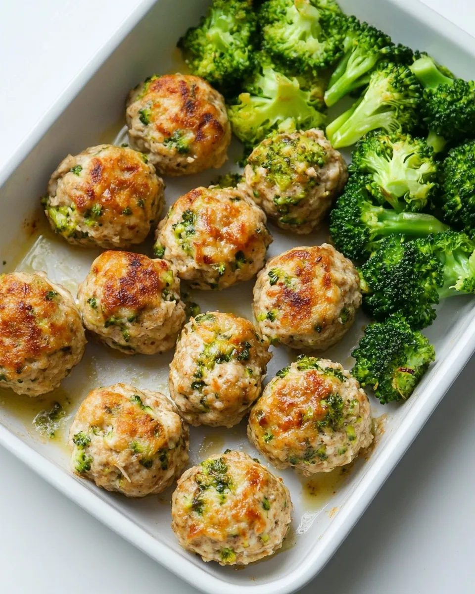 Classic Sheet Pan Chicken Meatballs and Broccoli shot