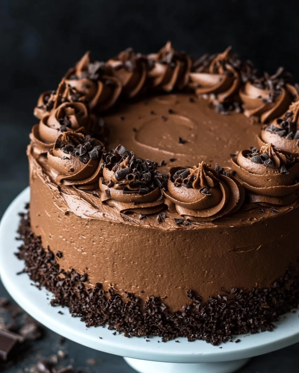 Homemade Simple Chocolate Birthday Cake with Whipped Chocolate Buttercream . photo