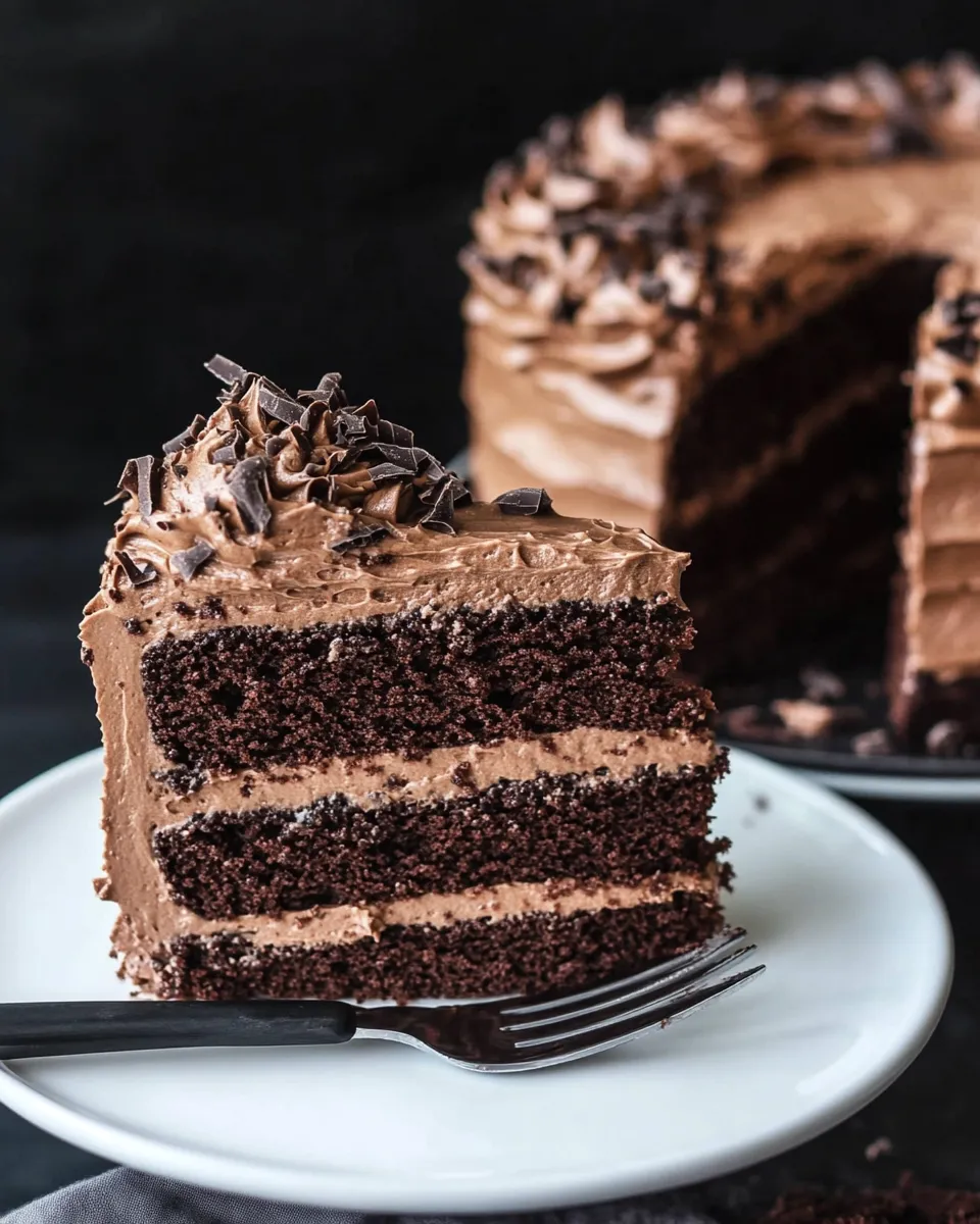 Classic Simple Chocolate Birthday Cake with Whipped Chocolate Buttercream . image