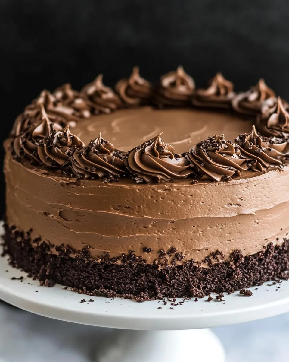 Easy Simple Chocolate Birthday Cake with Whipped Chocolate Buttercream . recipe photo