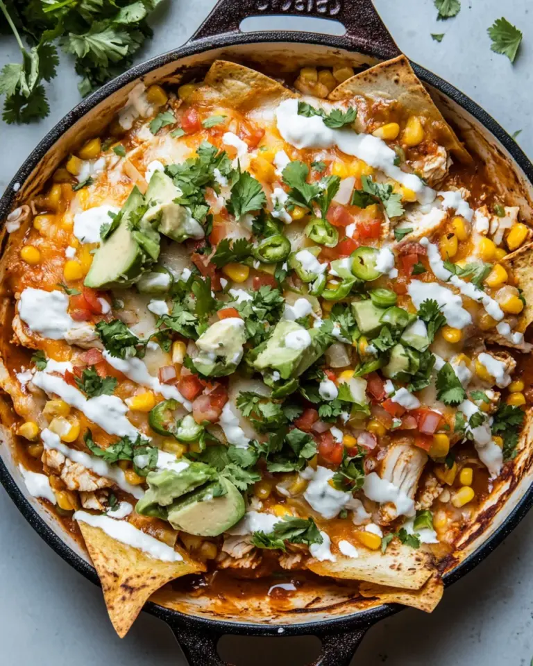 Quick Skillet Corn and Chipotle Chicken Tortilla Bake. dish image