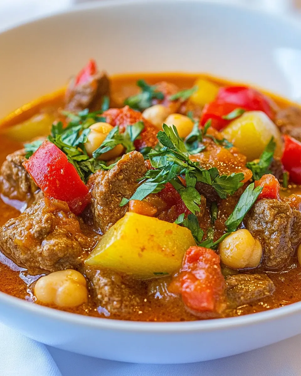 Delicious Slow Cooker Beef Stew with Chickpeas shot