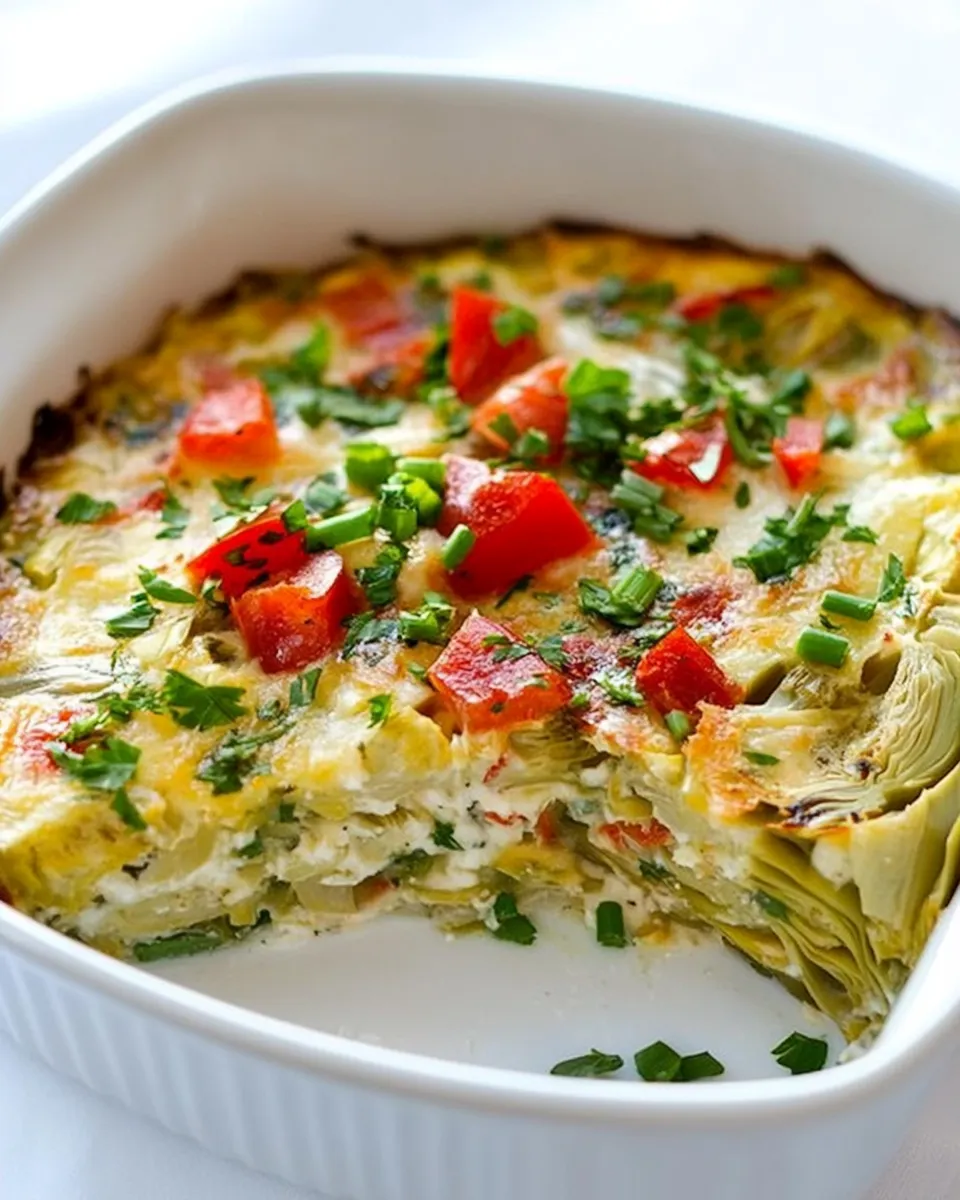Savory Slow Cooker Breakfast Casserole with Artichokes dish photo