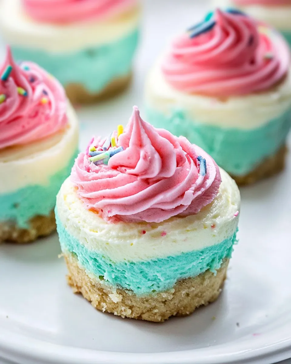 Homemade Small-batch No-bake Unicorn Cheesecakes photo