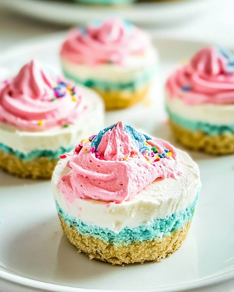 Delicious Small-batch No-bake Unicorn Cheesecakes image