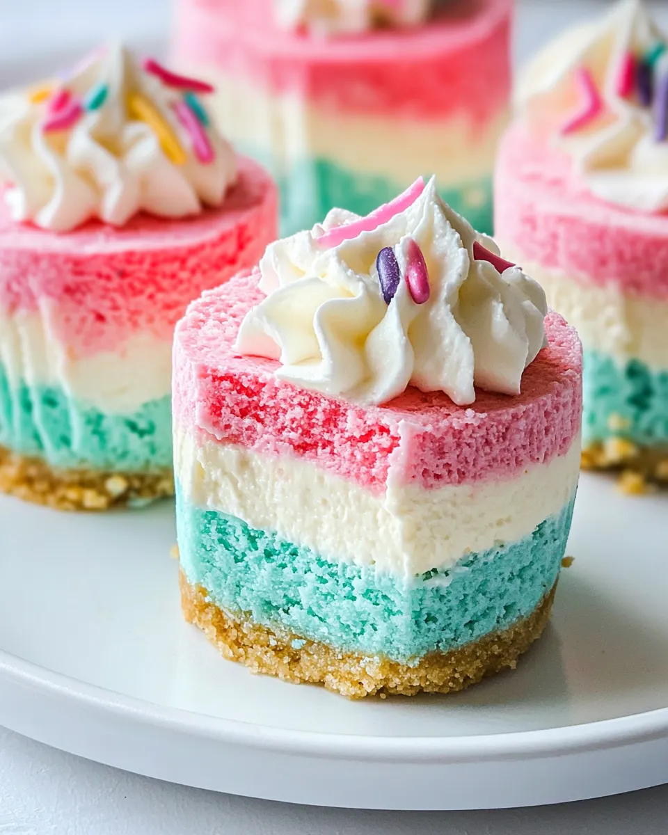 Easy Small-batch No-bake Unicorn Cheesecakes recipe photo