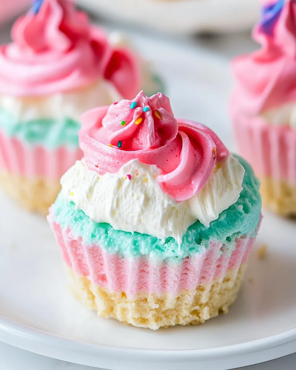 Sweet Small-batch No-bake Unicorn Cheesecakes shot