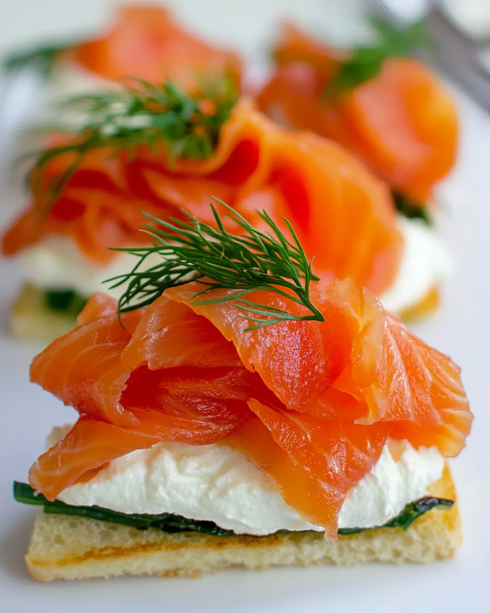 Tasty Smoked Salmon Tea Sandwiches (Canaps) shot