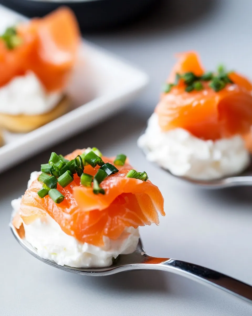 Classic Smoked Salmon and Cream Cheese Spoons recipe photo