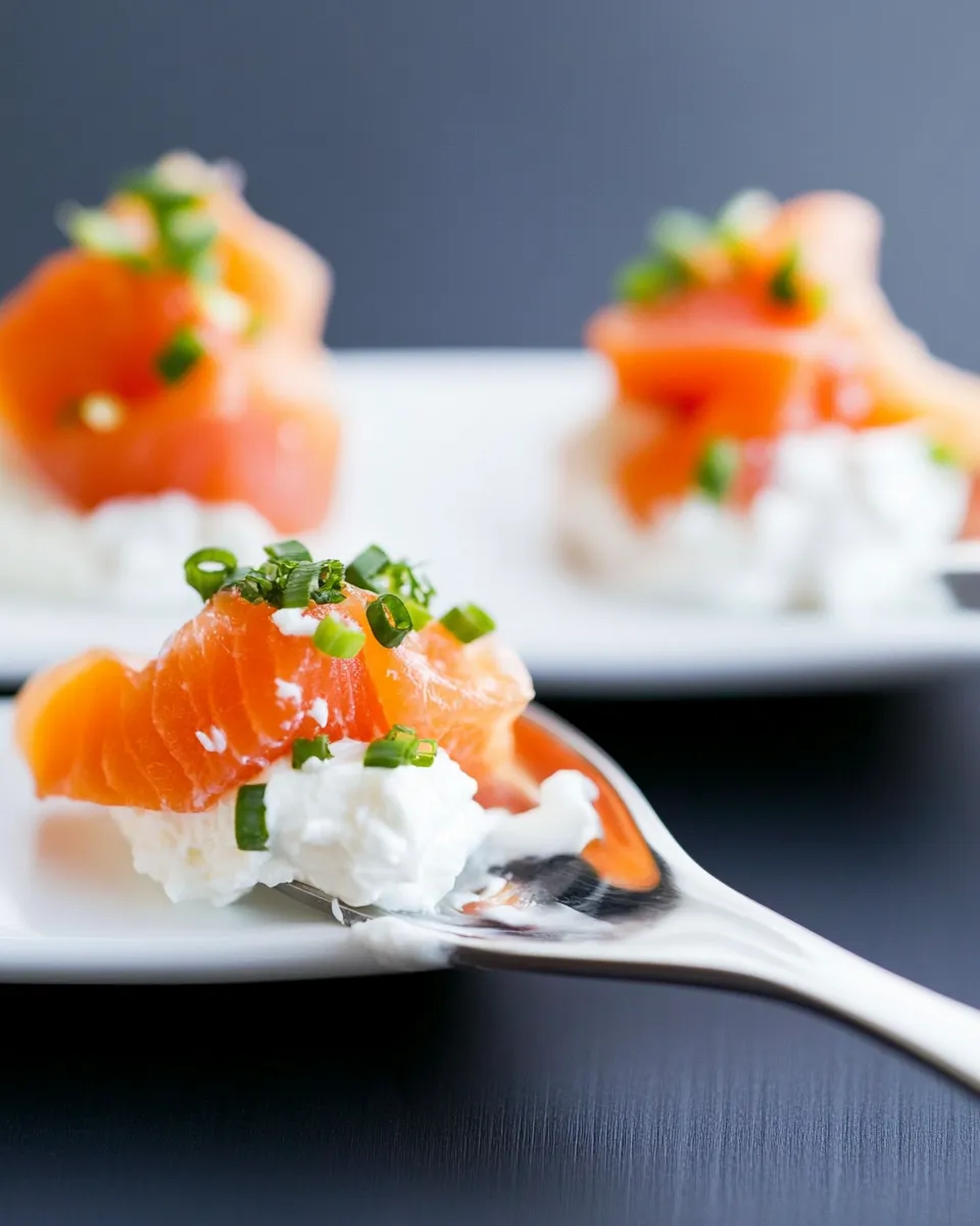 Healthy Smoked Salmon and Cream Cheese Spoons shot