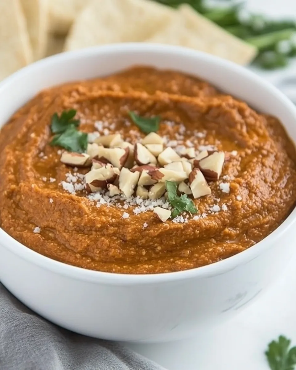 Classic Smoky Roasted Eggplant Red Pepper Dip with Walnuts image