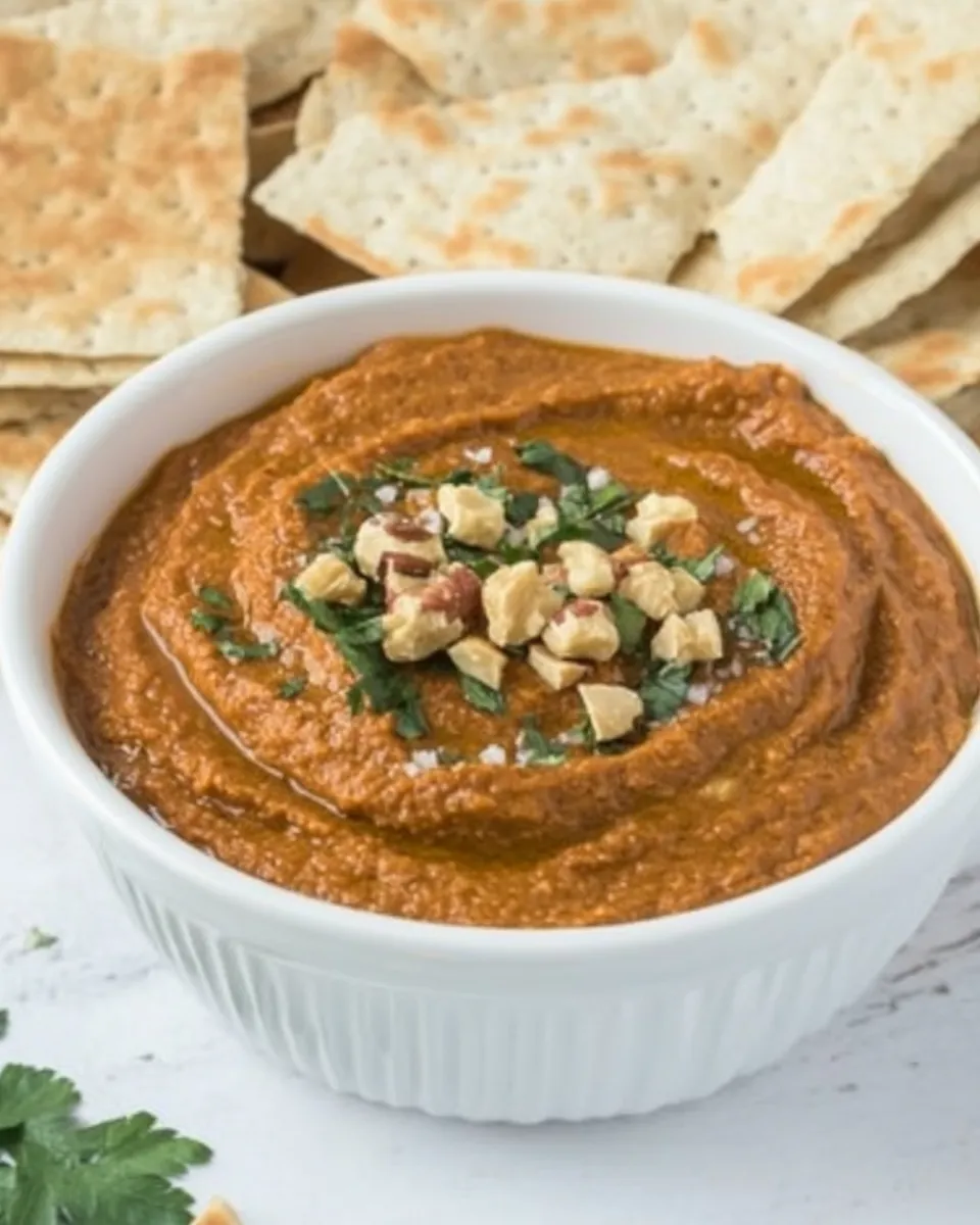 Easy Smoky Roasted Eggplant Red Pepper Dip with Walnuts recipe photo