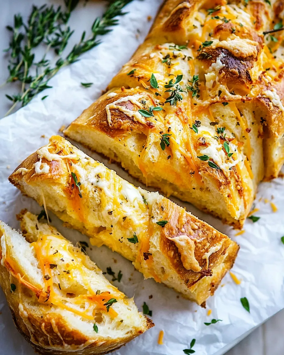 Quick Soft Garlic Herb Cheddar Cheese Bread. recipe image