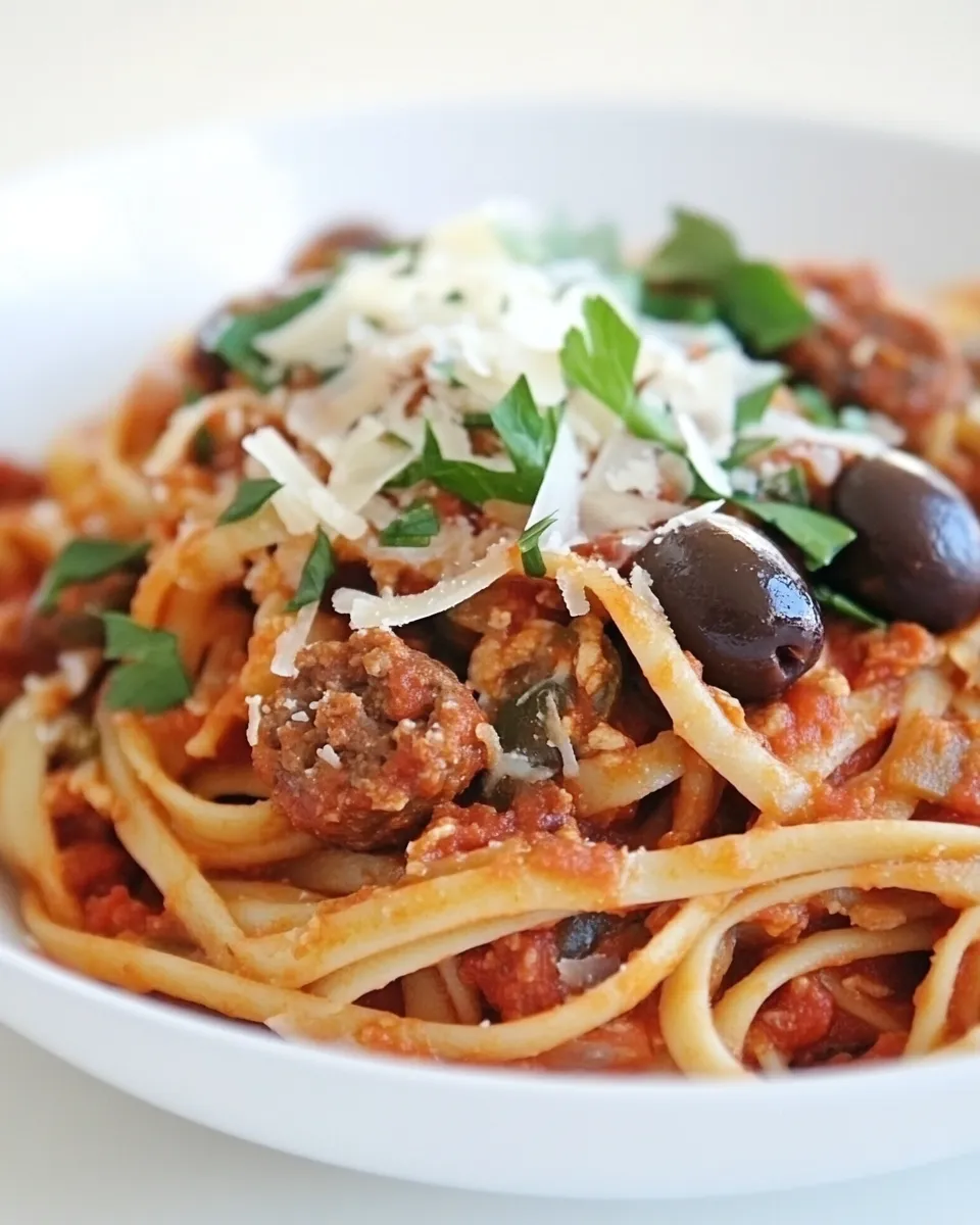Easy Spaghetti with Italian Sausage and Olives recipe photo