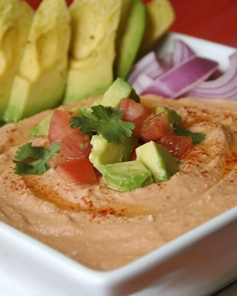 Homemade Spicy Hummus Avocado Dip photo