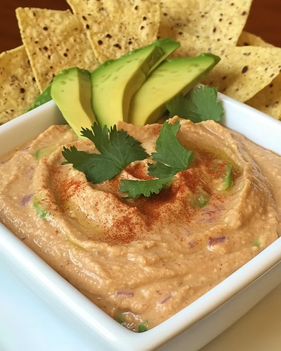 Delicious Spicy Hummus Avocado Dip shot