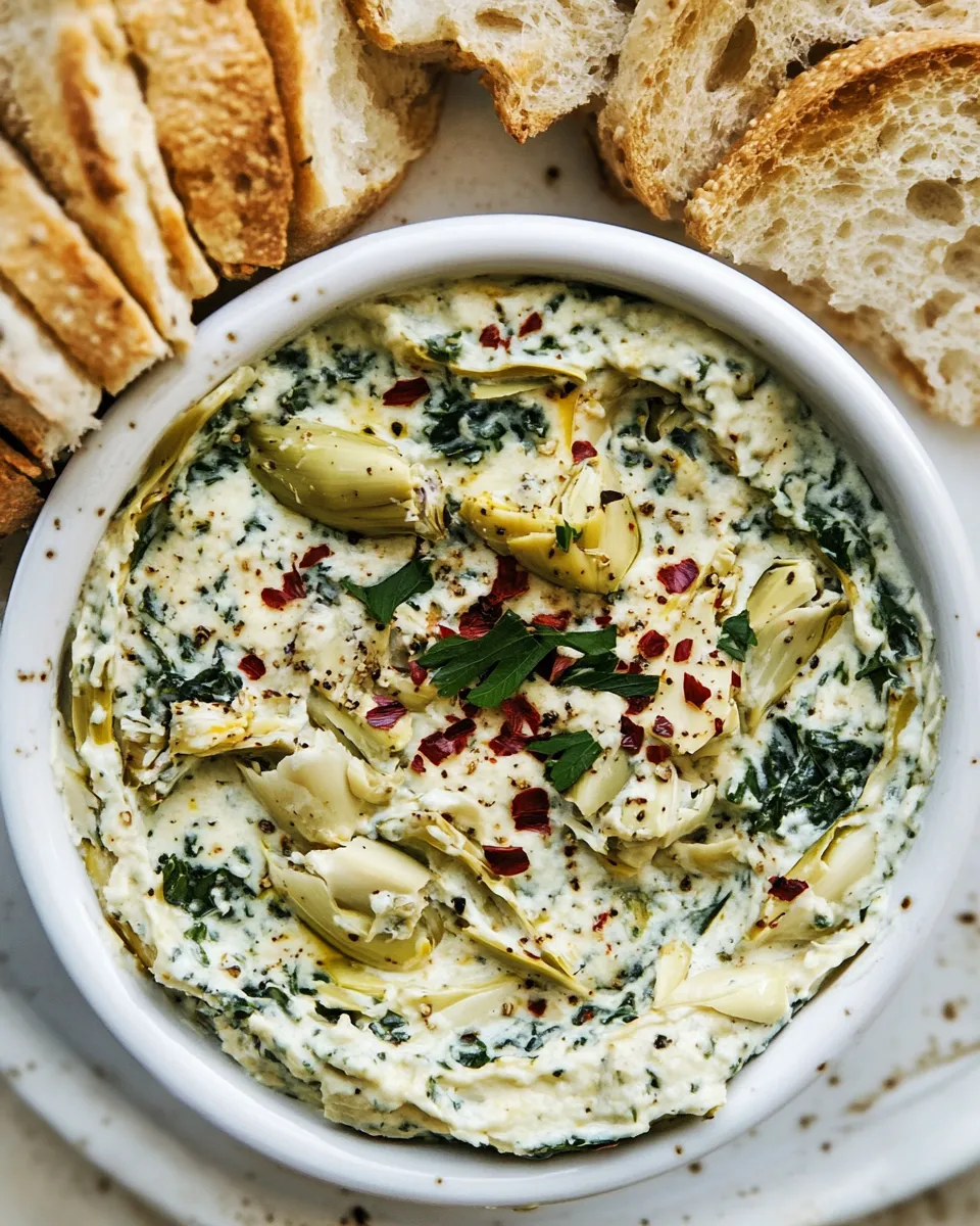 Delicious Spicy Vegan Artichoke Dip with Kale image