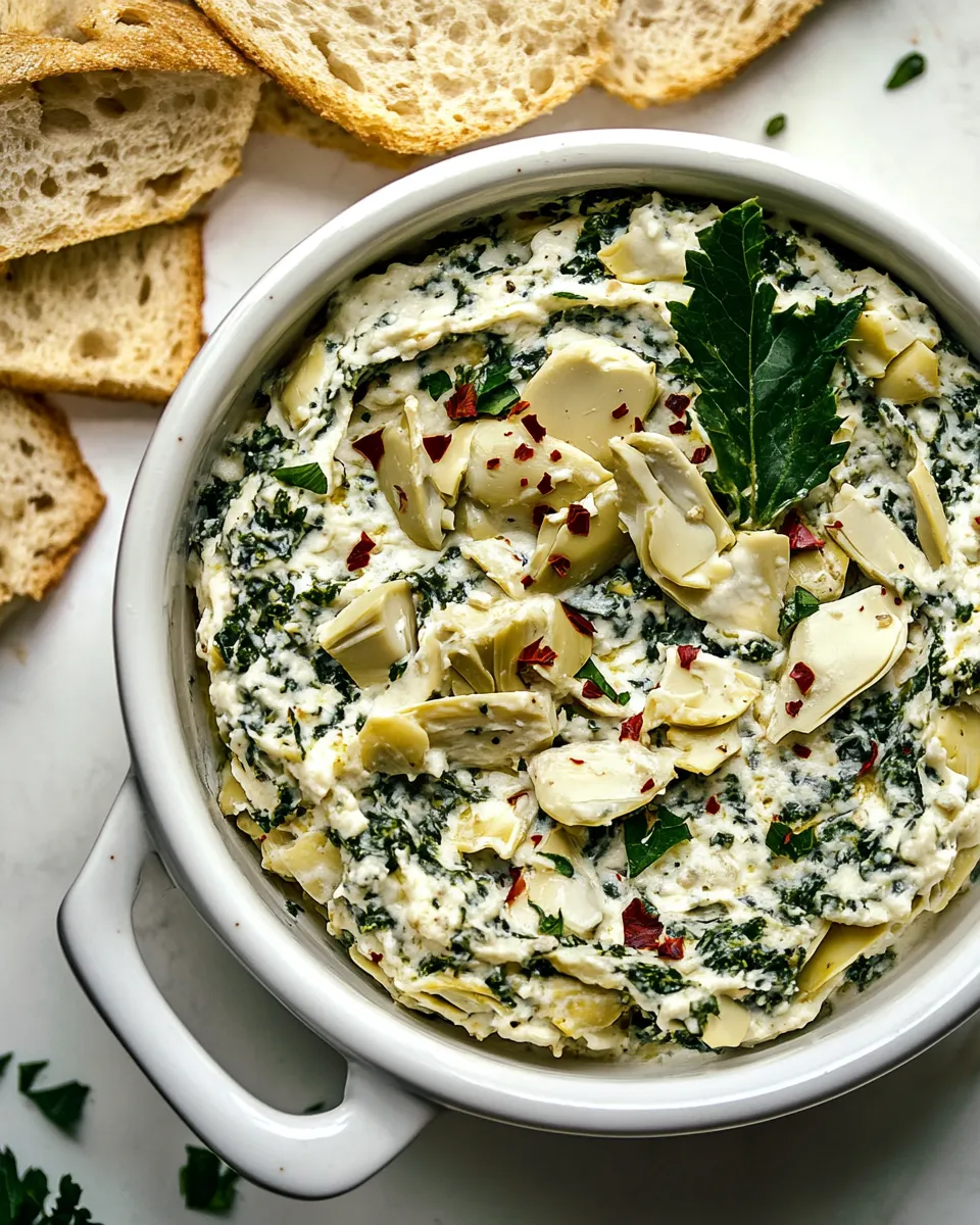 Quick Spicy Vegan Artichoke Dip with Kale dish photo