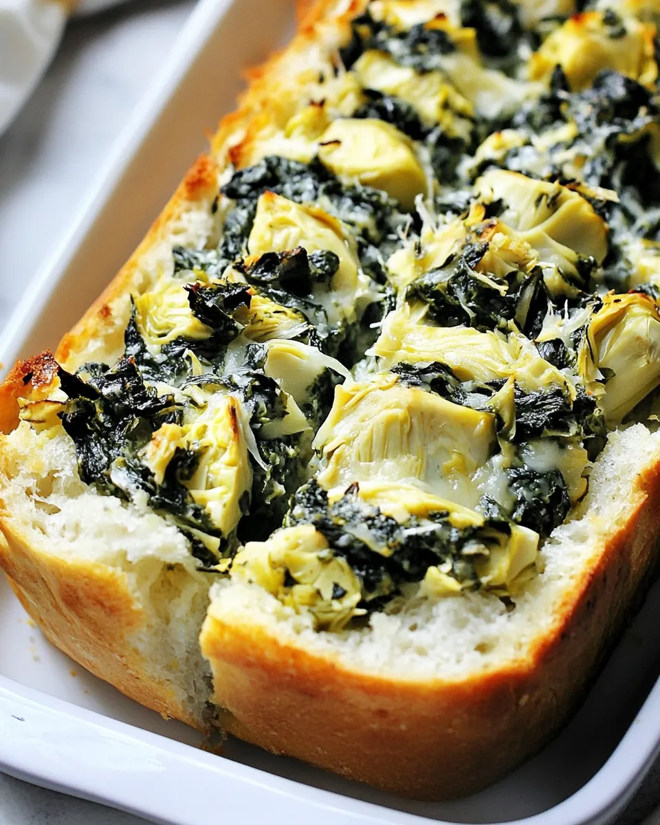 Savory Spinach Artichoke Bread Recipe shot