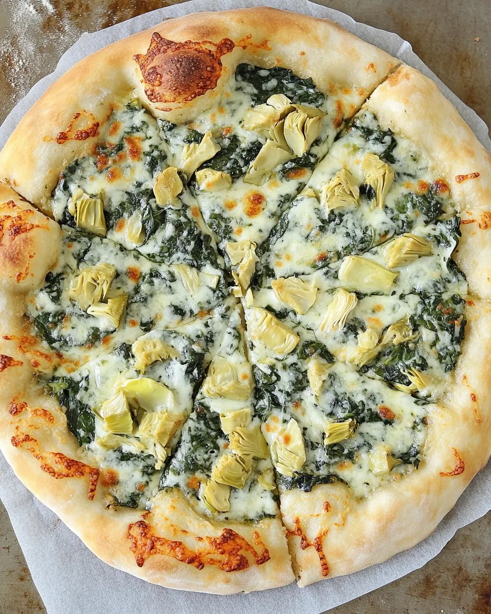 Homemade Spinach Artichoke Pizza photo
