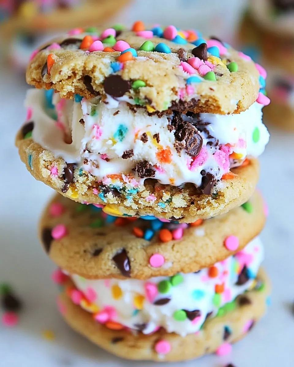 Easy Sprinkle Chocolate Chip Cookie Ice Cream Sandwiches recipe photo