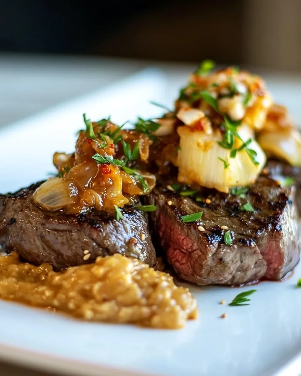 Savory Steak with Kimchi Butter shot