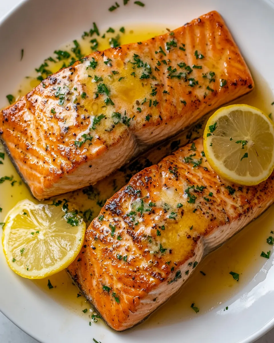 Tasty Sticky Garlic Butter Salmon. dish image