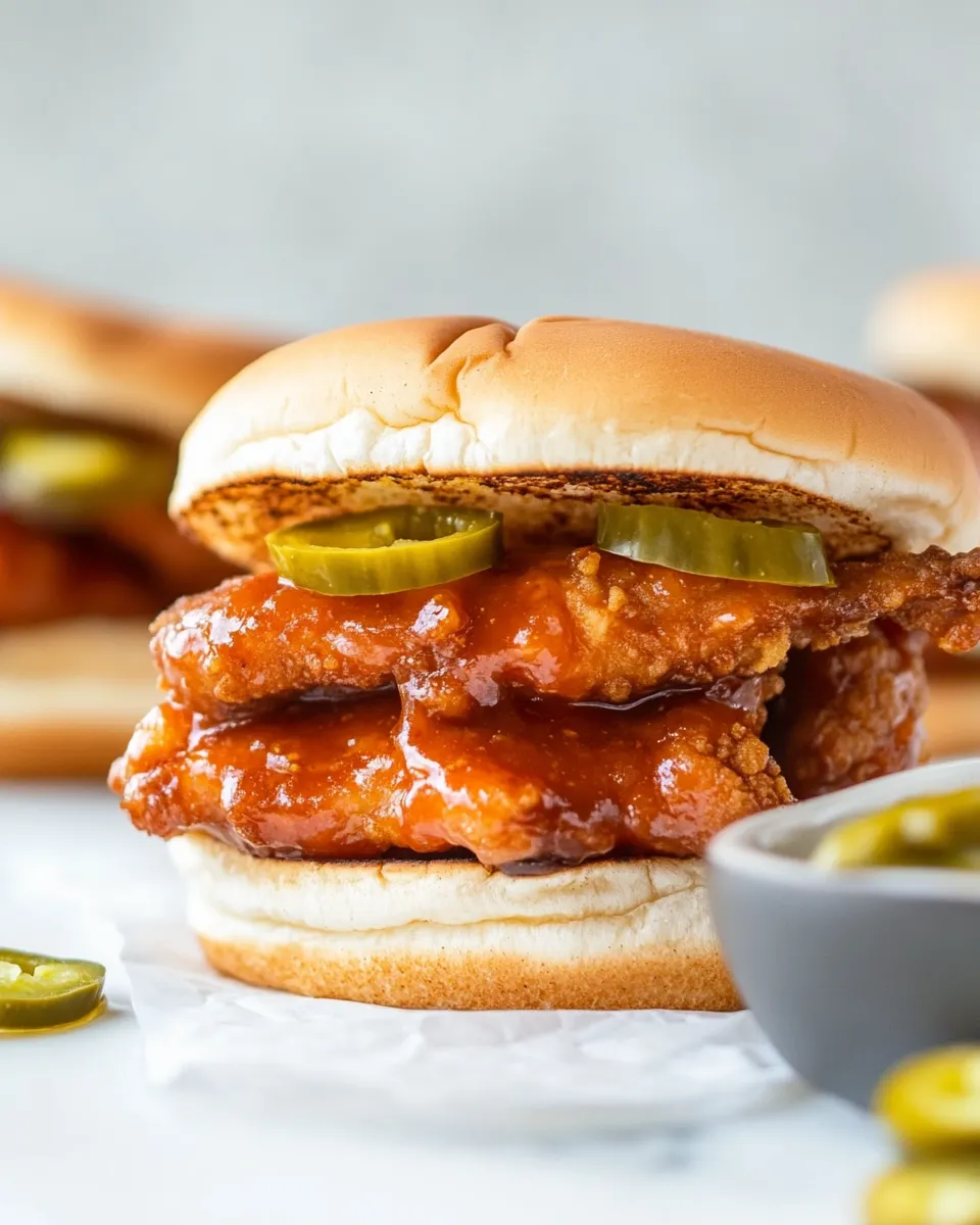 Easy Sticky Sweet Chili Fried Chicken Sandwiches shot
