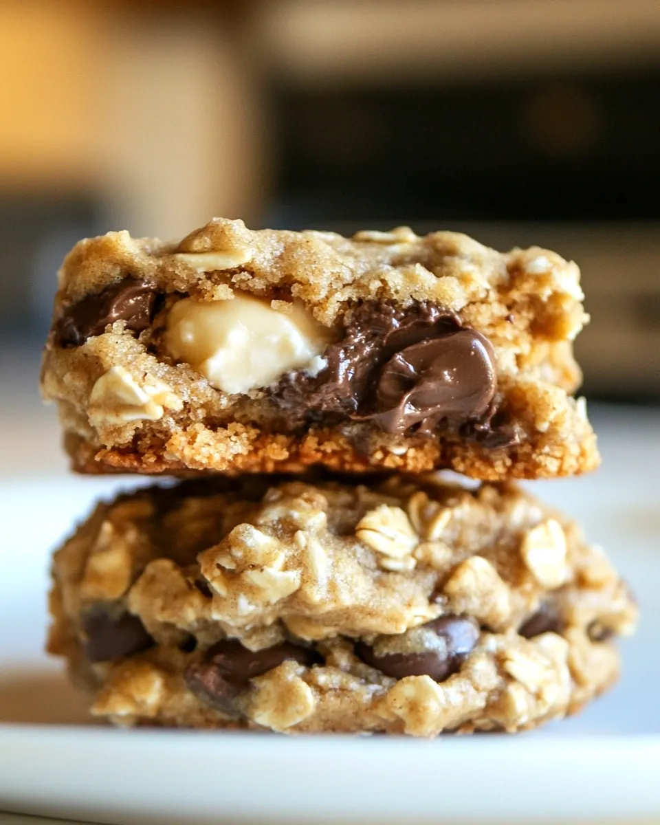 Classic Stuffed Peanut Butter Oatmeal Chocolate Chip Cookies image