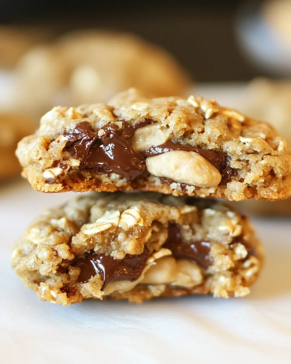 Easy Stuffed Peanut Butter Oatmeal Chocolate Chip Cookies shot