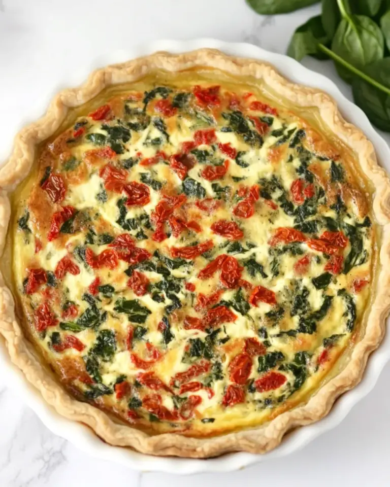 Homemade Sun-dried Tomato and Spinach Quiche photo