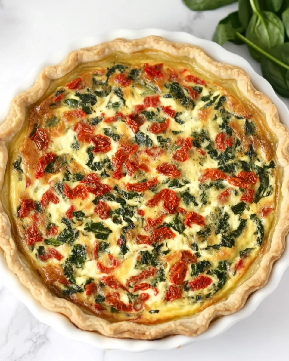 Homemade Sun-dried Tomato and Spinach Quiche photo