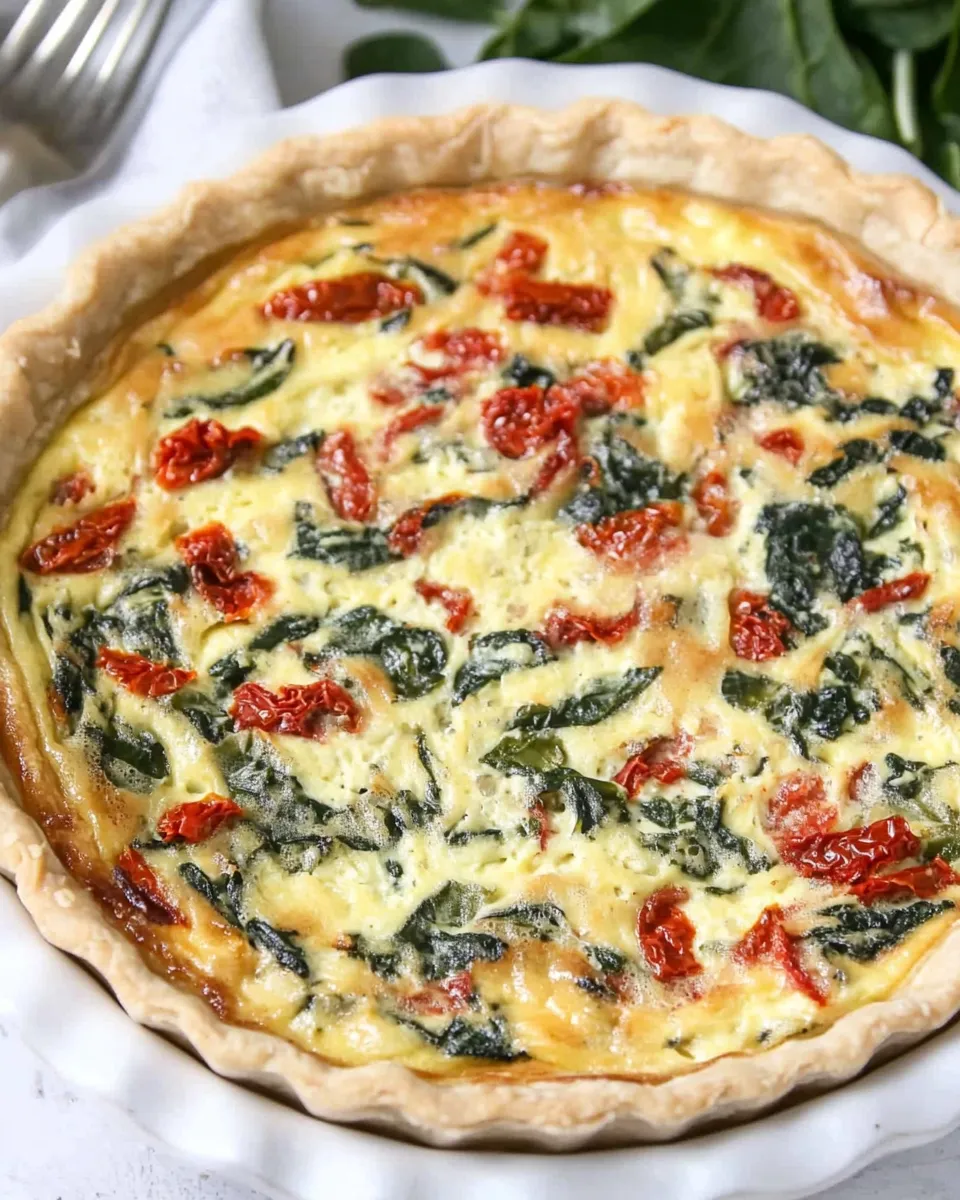 Delicious Sun-dried Tomato and Spinach Quiche image