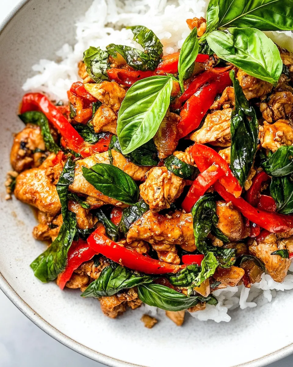 Delicious Thai Basil Chicken food shot