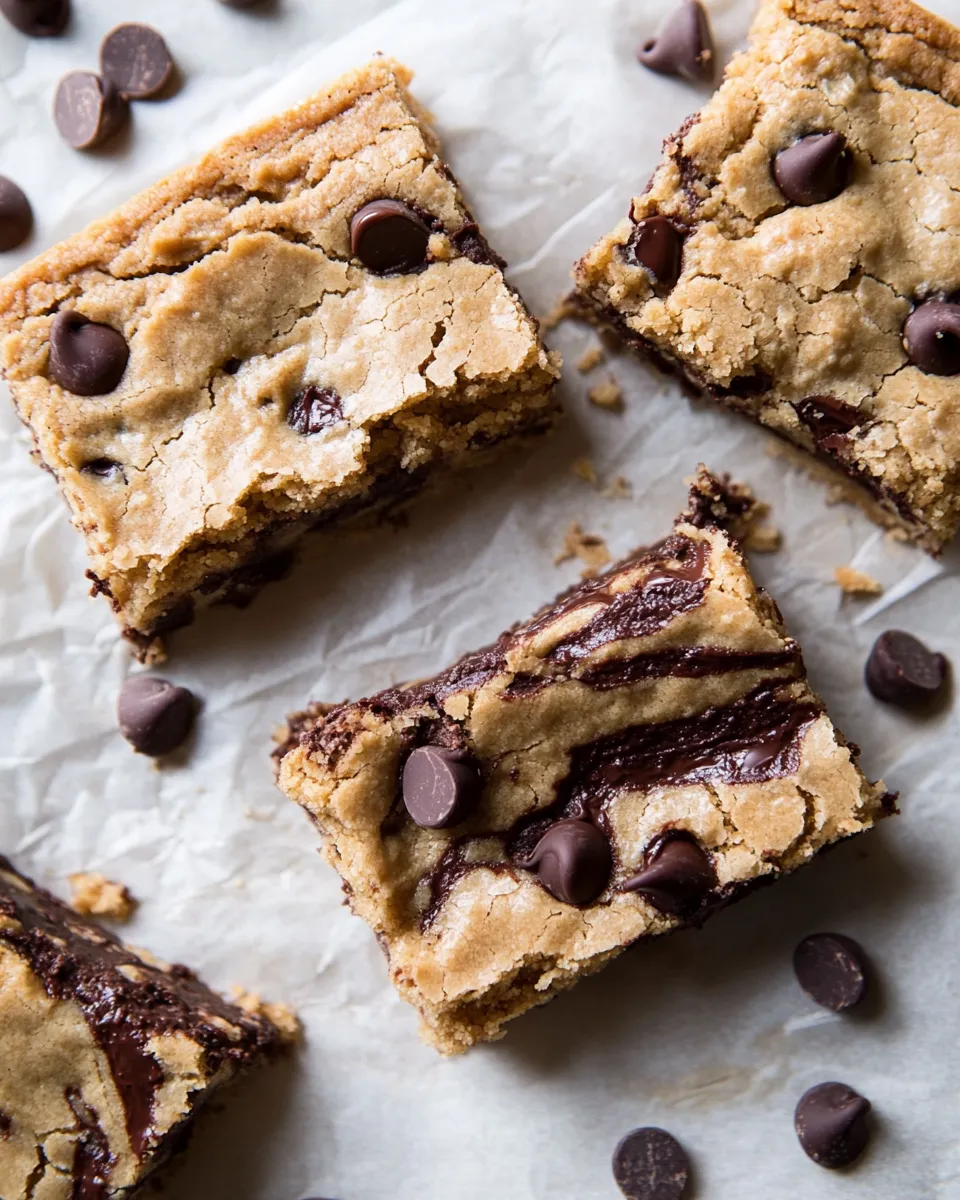 Best The Best Chocolate Chip Peanut Butter Swirled Cookie Bars. image