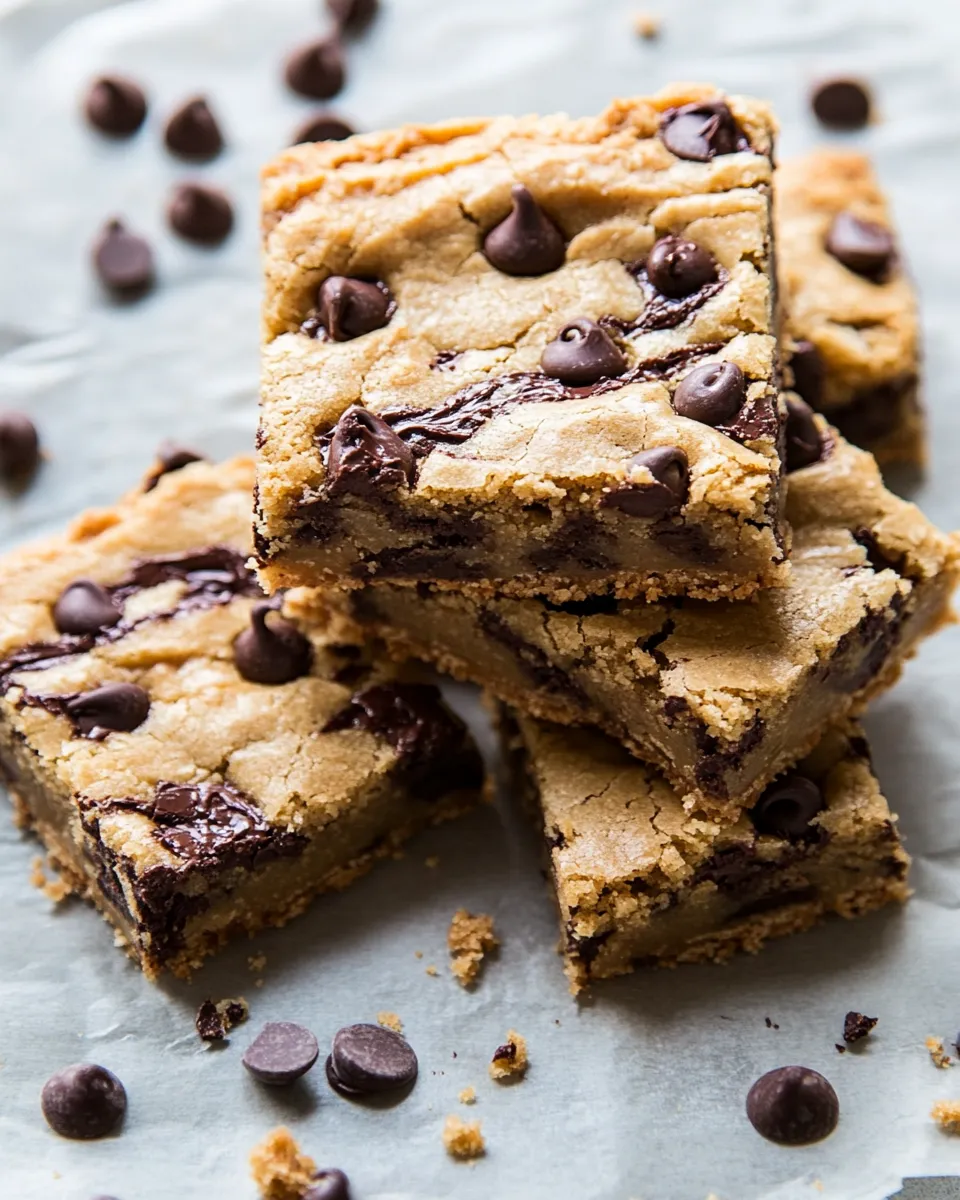 Amazing The Best Chocolate Chip Peanut Butter Swirled Cookie Bars. dish image